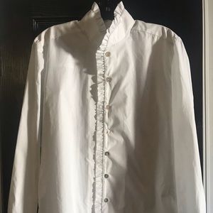 Palomo Spain White Long Sleeve Ruffled  Blouse